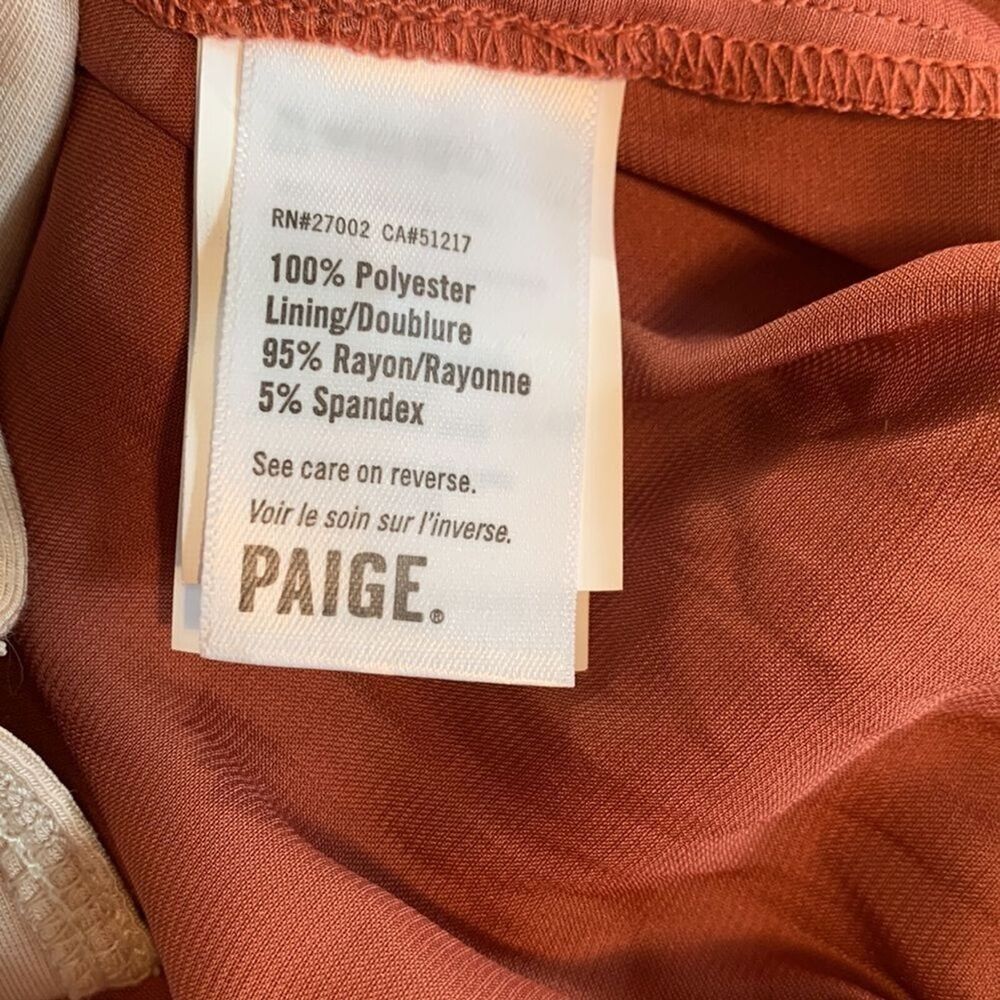 NWOT Paige Kessley Muted Clay Satin V-Neck Button Front Thong Bodysuit Size Med - Picture 9 of 16